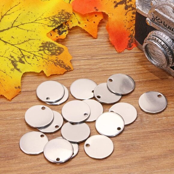 Small Round Stainless Steel Flat Blank Stamping Tag Pendants Mini Discs for Brac - Picture 2 of 5